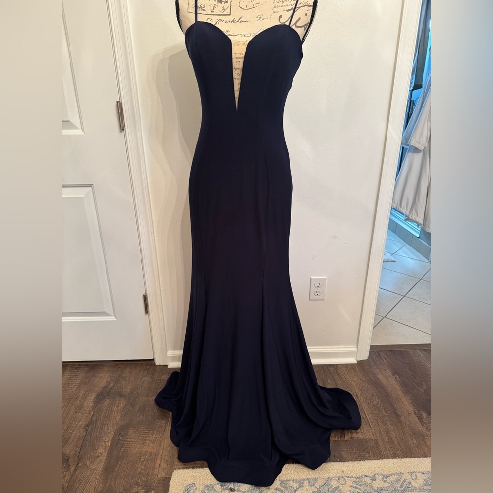 Ieena for Mac Duggal Navy Blue Evening Gown - Picture 7 of 13